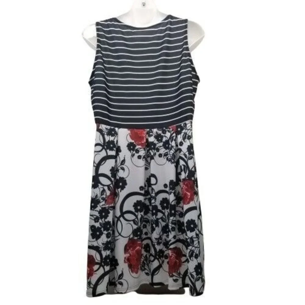 Lily Firmiana 2XL Floral Sleeveless Dress Striped Floral Whimsigoth‎ Coquette